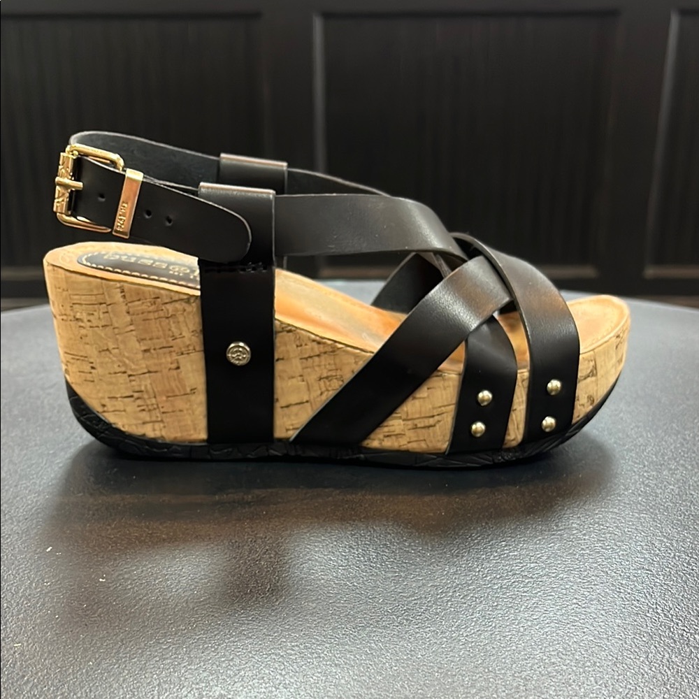 Black Strappy Wedge Sandals